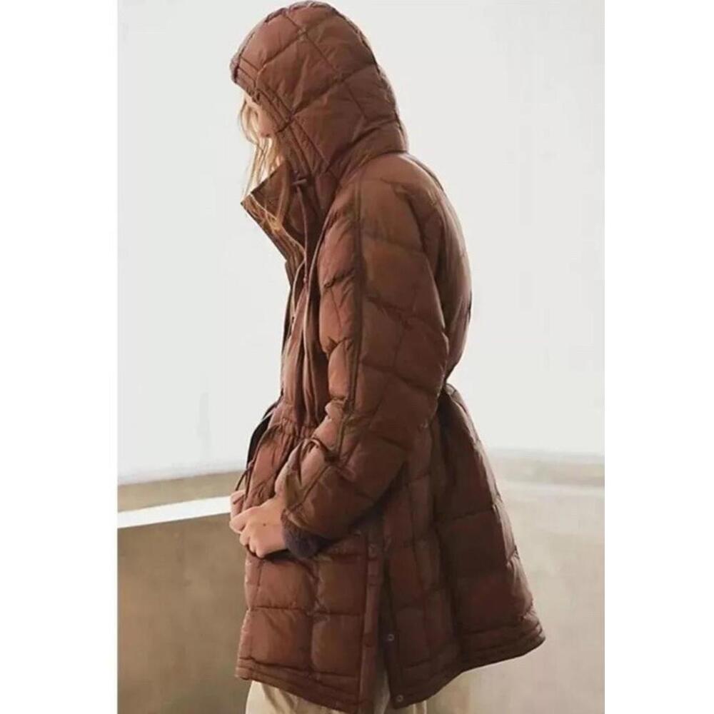 $248 Free People FP MOVEMENT Patricia Packable Poncho Puffer Jacket Brown M - Picture 5 of 7